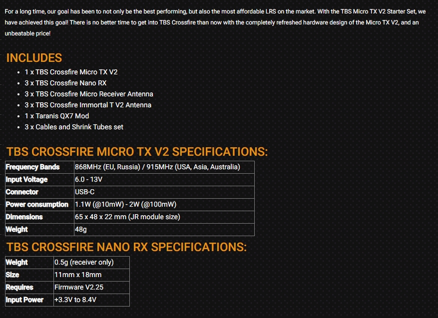 TBS CROSSFIRE MICRO TX V2 STAR - đánh giá và giá Tbs Fpv Crossfire