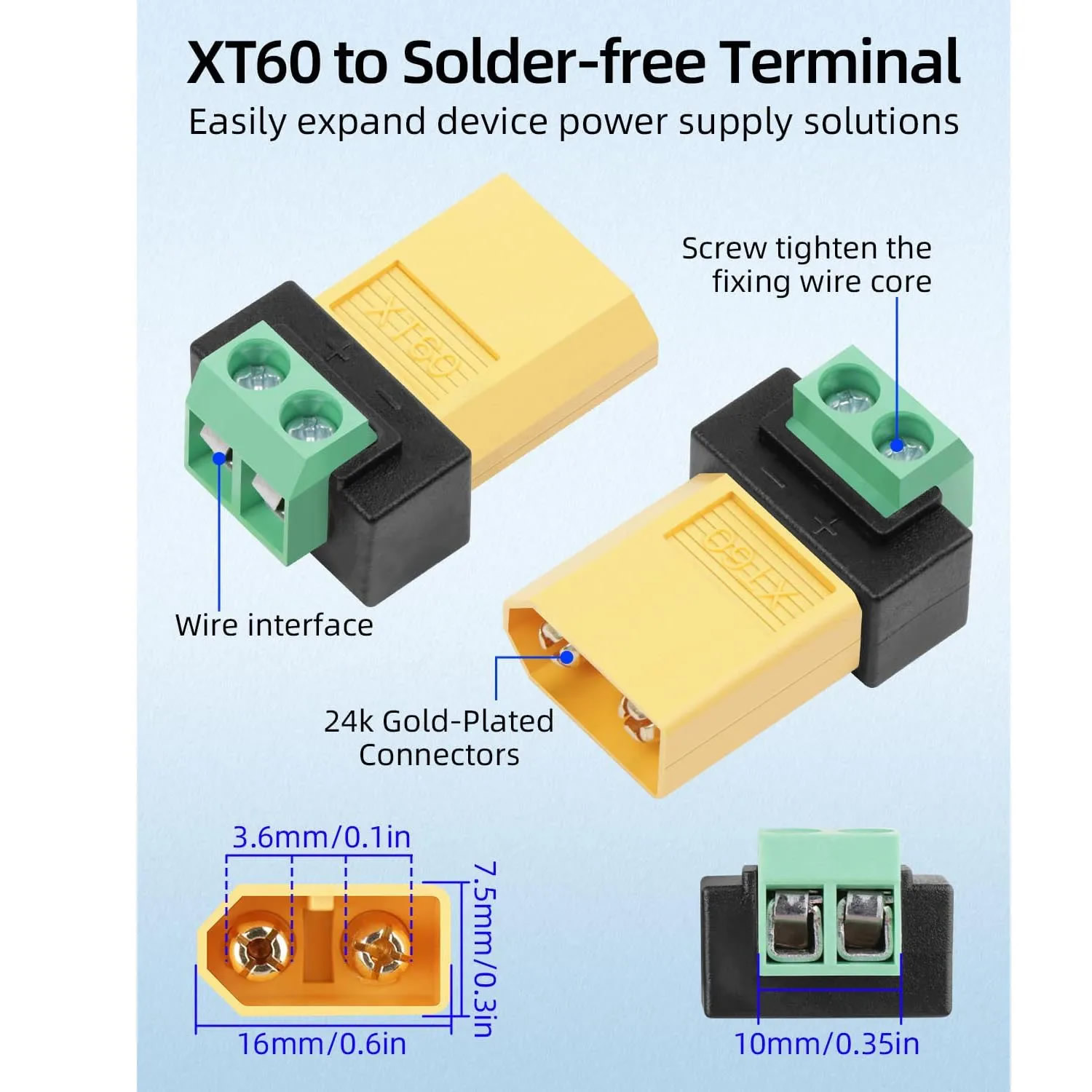 2 Pin XT60 Solderless Male Fem - đánh giá và giá Drone Solar Charger